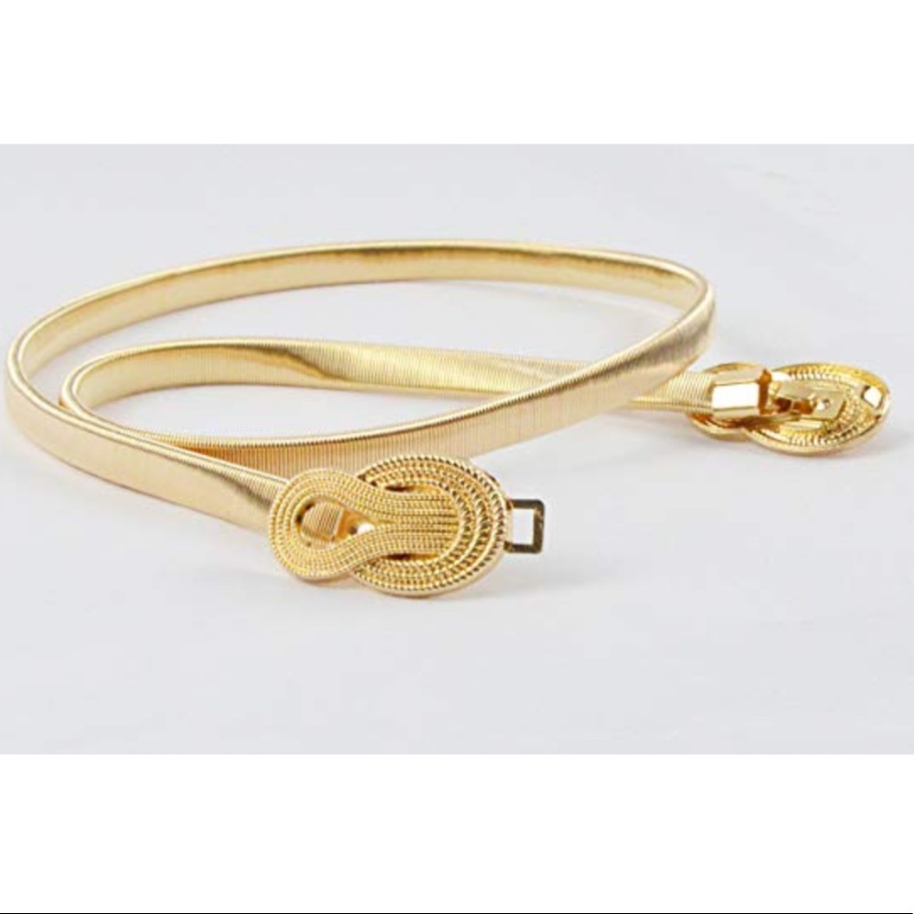 Elastic statement gold Stretch belt Waist stylish - Picture 4 of 4